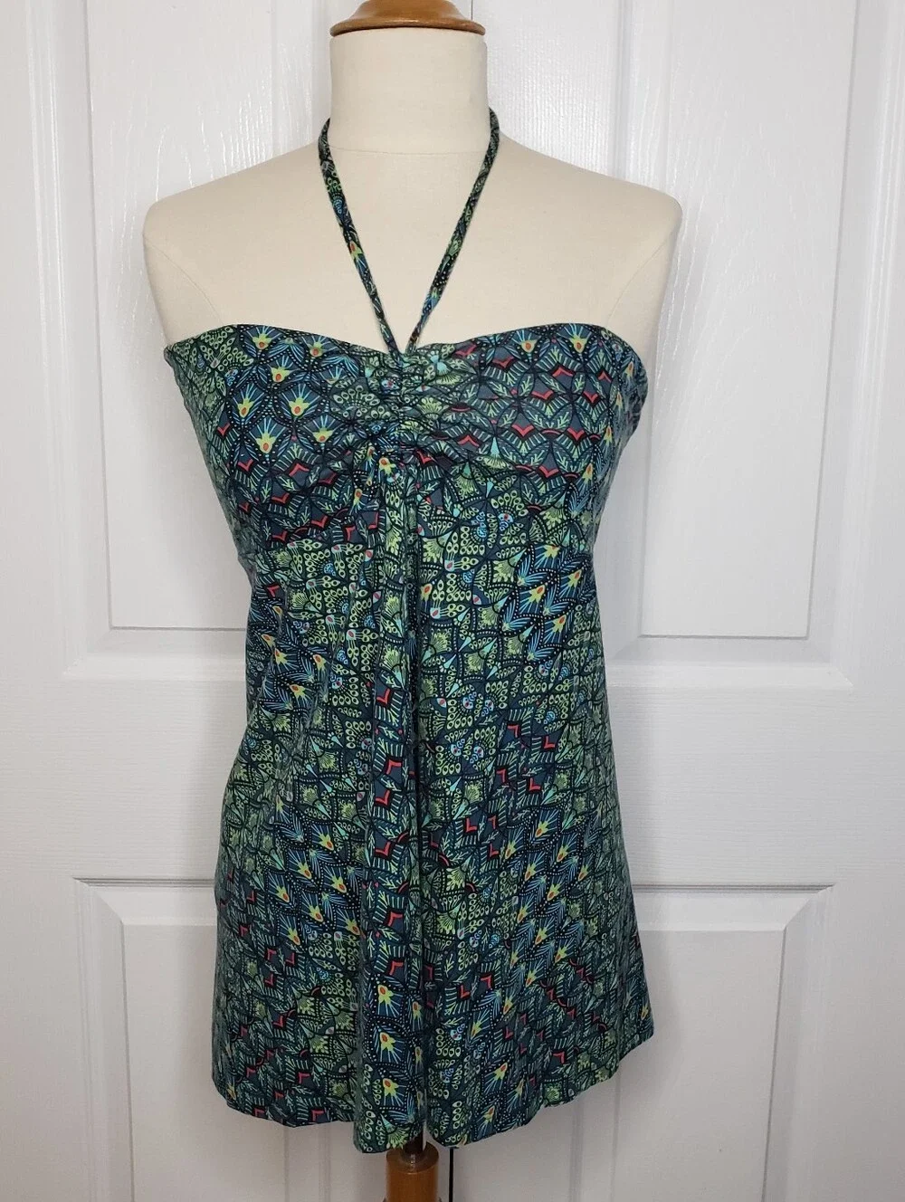 Patagonia Convertable Lithia Skirt in Teal & Navy Peacock Organic Cotton Boho S